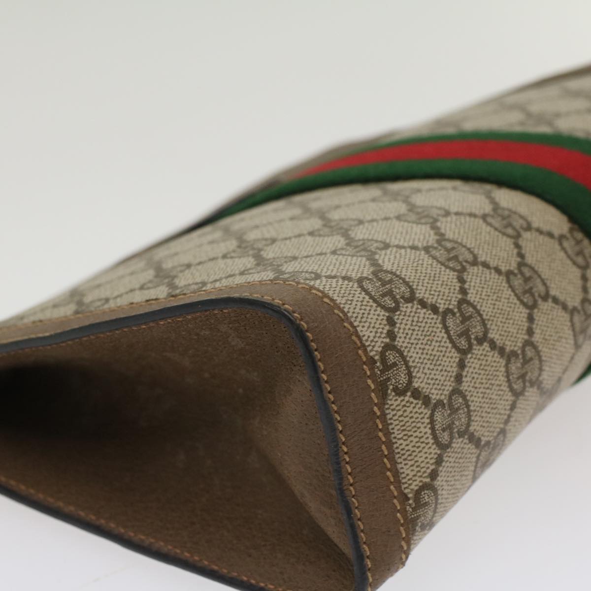 GUCCI GG Canvas Web Sherry Line Clutch Bag Beige Red 89•01•002 ep1079