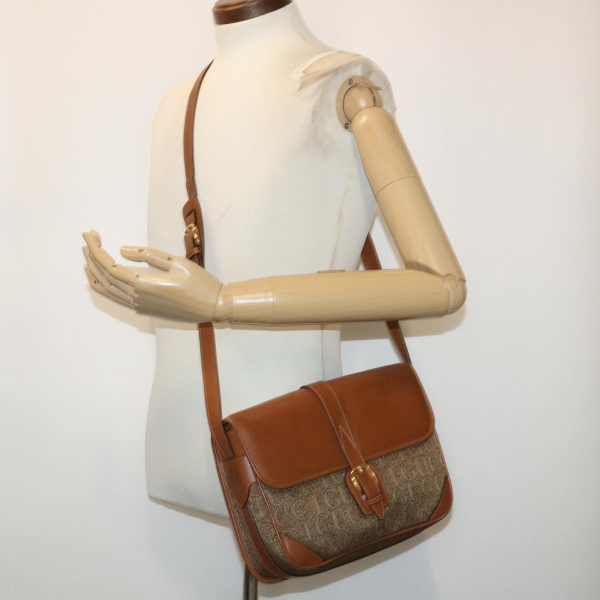 GUCCI Shoulder Bag Canvas Leather Brown 001-113-0613 ep1095