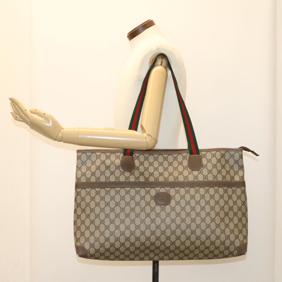 GUCCI GG Canvas Web Sherry Line Shoulder Bag Beige Red Green ep1163