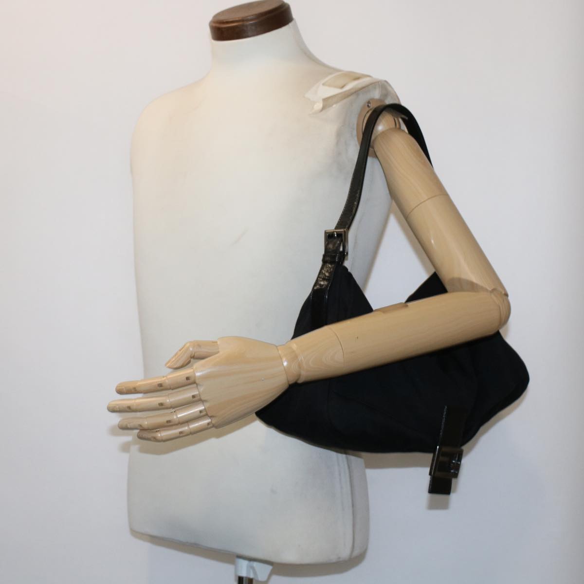 FENDI Mamma Baguette Shoulder Bag Nylon Black ep1217