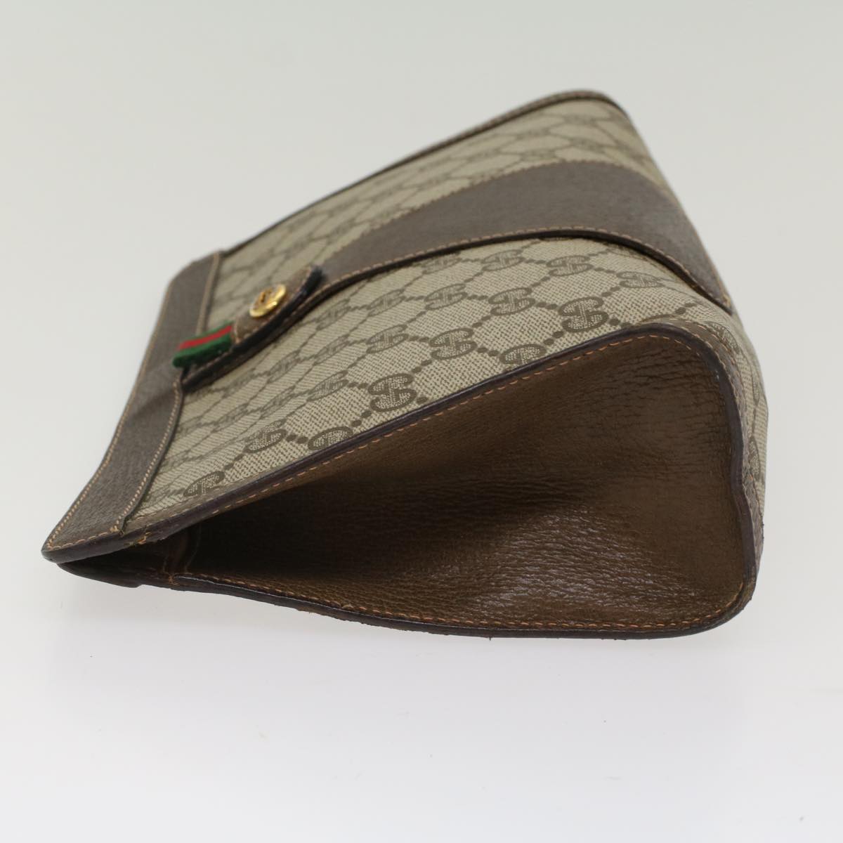 GUCCI GG Canvas Web Sherry Line Clutch Bag Beige Red 156.01.033 ep1221