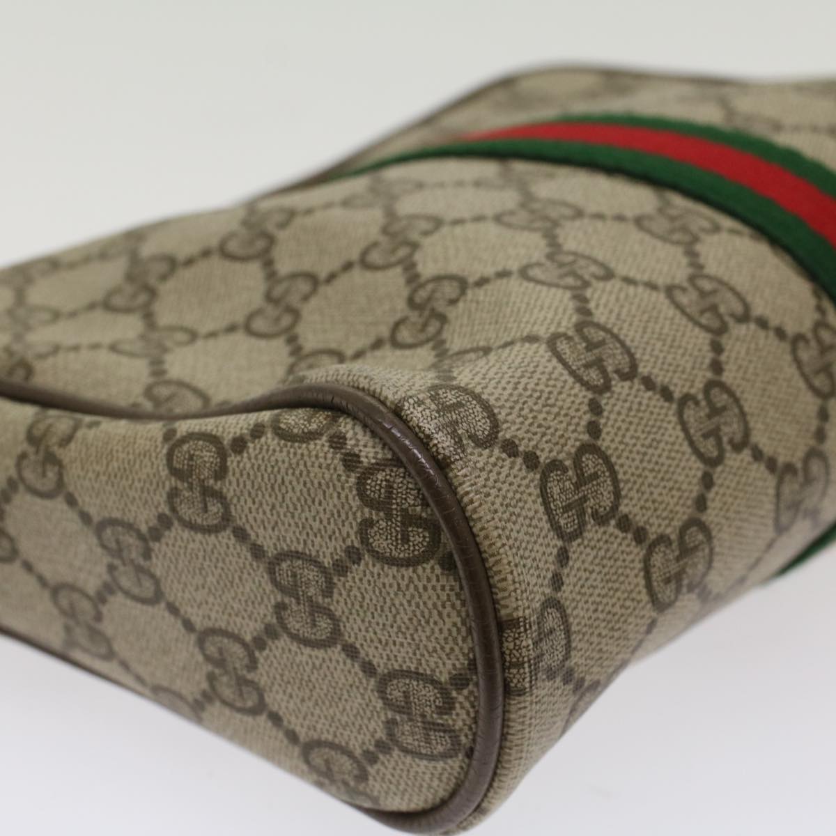 GUCCI GG Canvas Web Sherry Line Clutch Bag Beige Red 22•01•012 ep1227