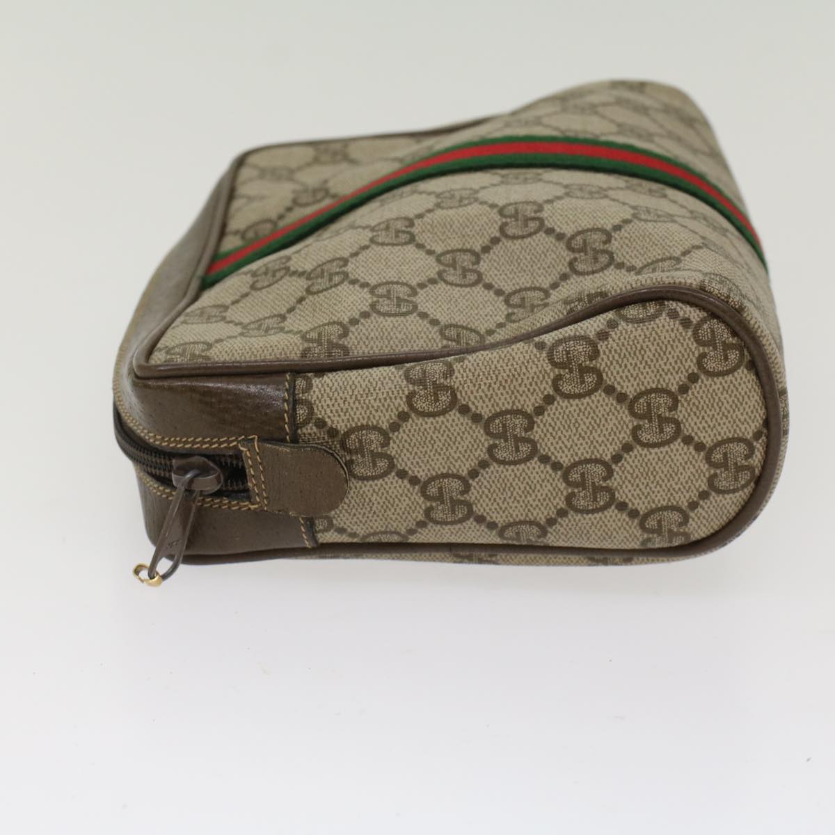 GUCCI GG Canvas Web Sherry Line Clutch Bag Beige Red 2201012 ep1227