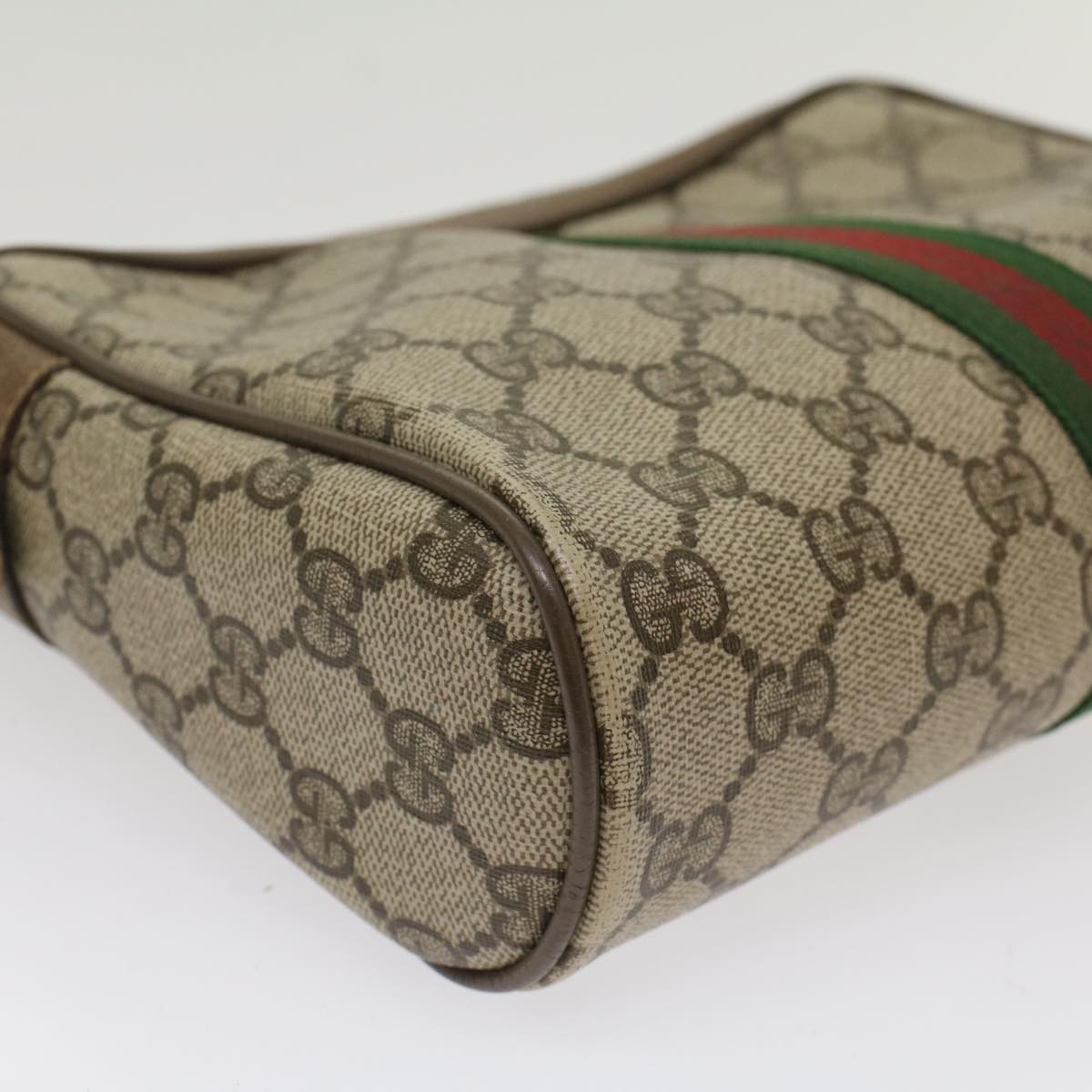 GUCCI GG Canvas Web Sherry Line Clutch Bag Beige Red 89•01•012 ep1243