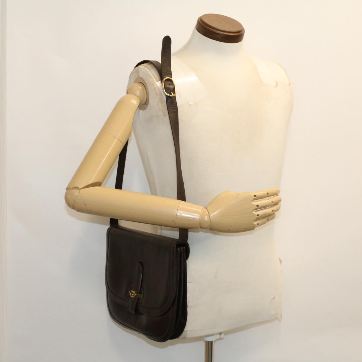 GUCCI Shoulder Bag Leather Brown ep1303