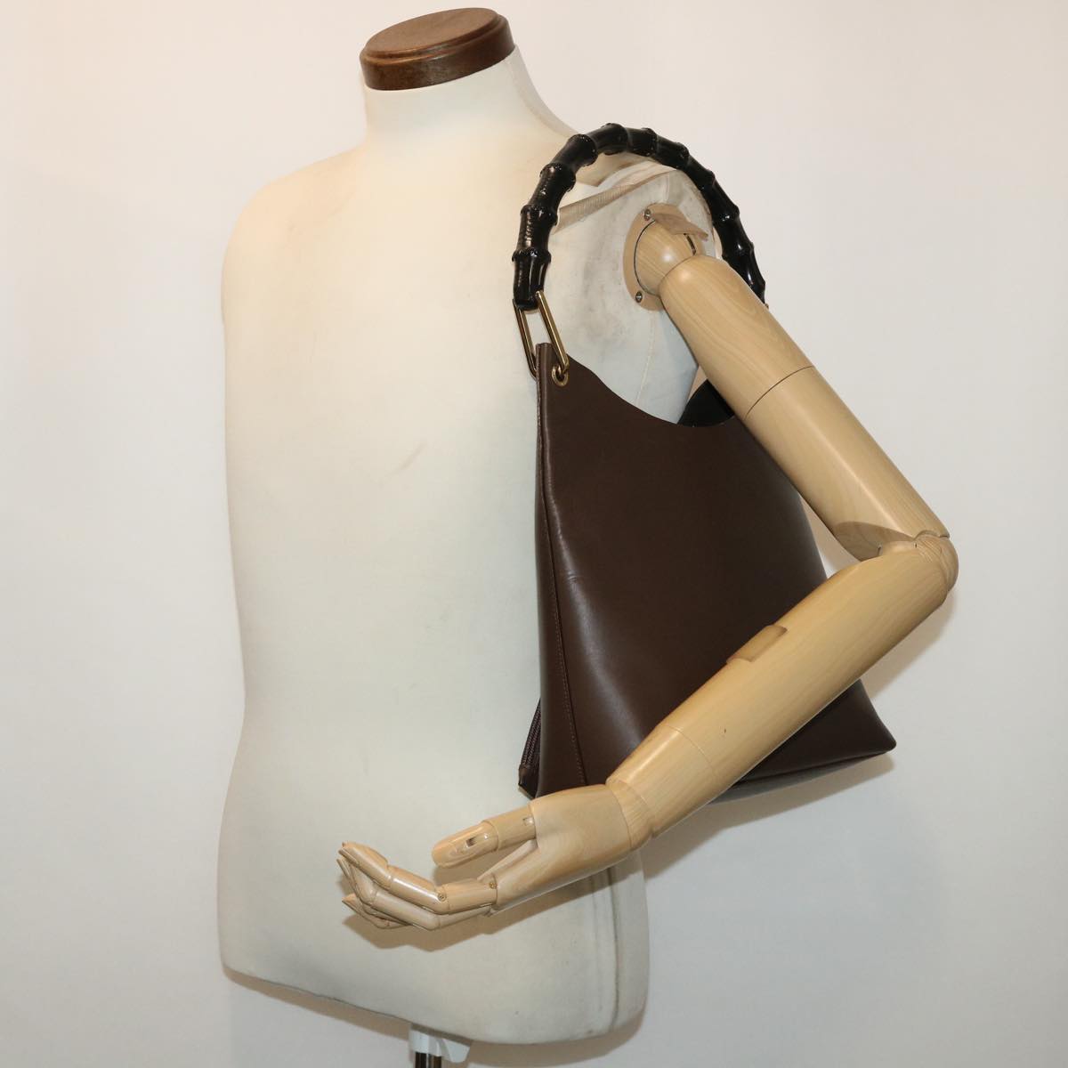 GUCCI Bamboo Shoulder Bag Leather Brown 001-2113-1880 ep1356