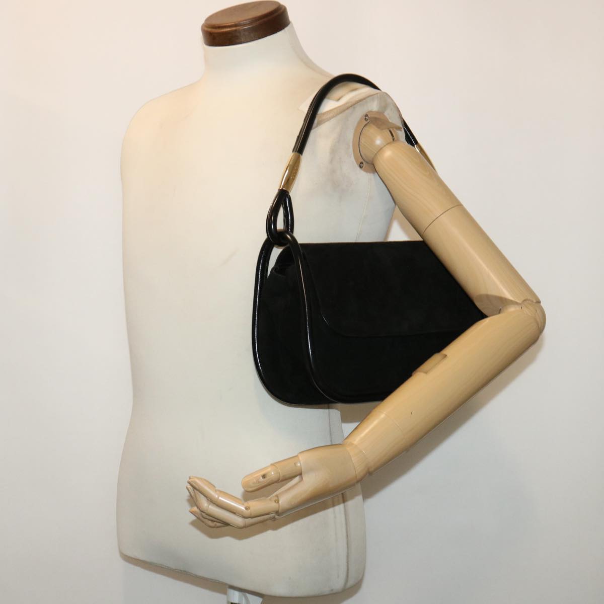GUCCI Shoulder Bag Suede Black 001•2684•177 ep1357