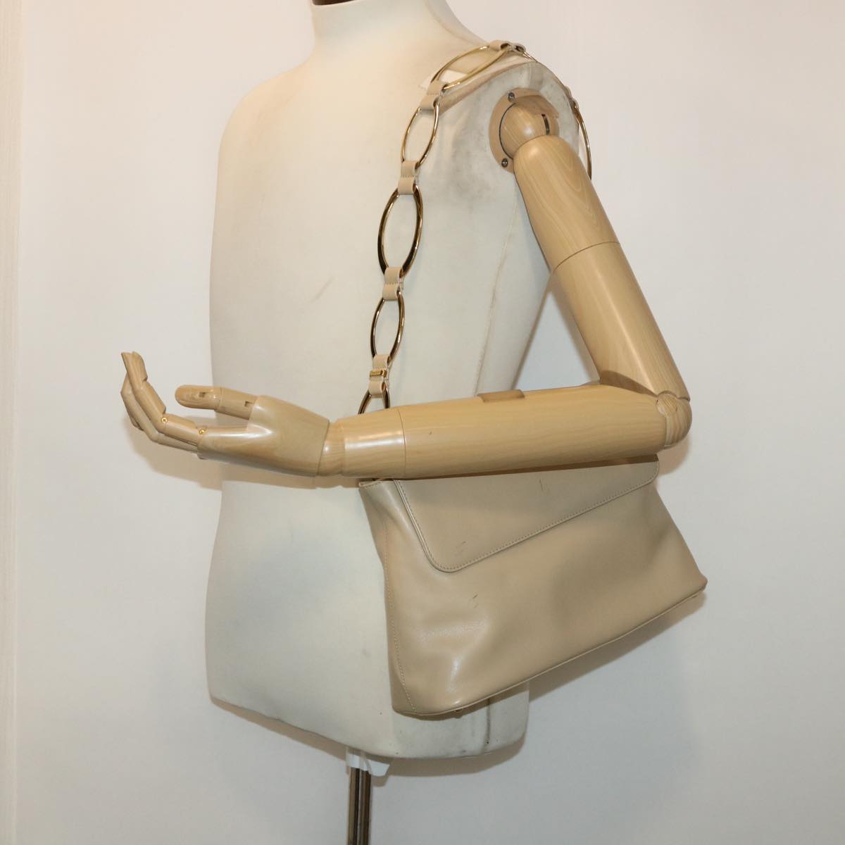 GUCCI Shoulder Bag Leather Beige 001•3444•180 ep1364