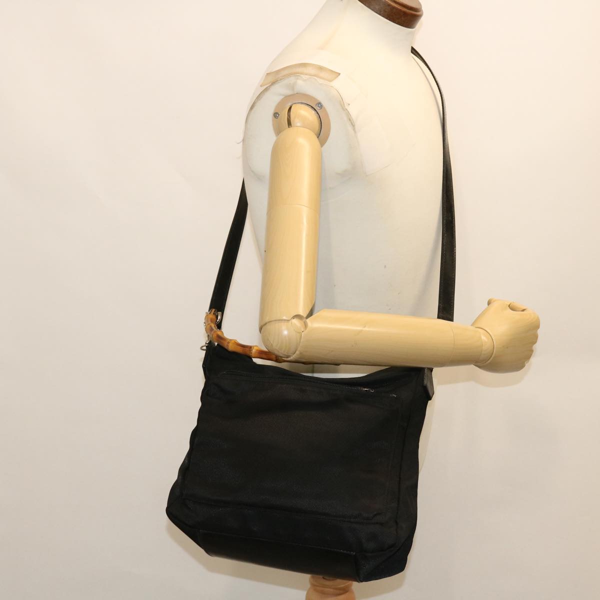 GUCCI Bamboo Shoulder Bag Nylon 2way Black 000•2058•0509•5 ep1372