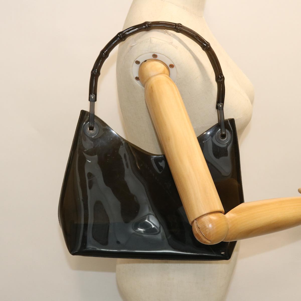 GUCCI Bamboo Shoulder Bag Enamel Black 001•2058•1883 ep1447
