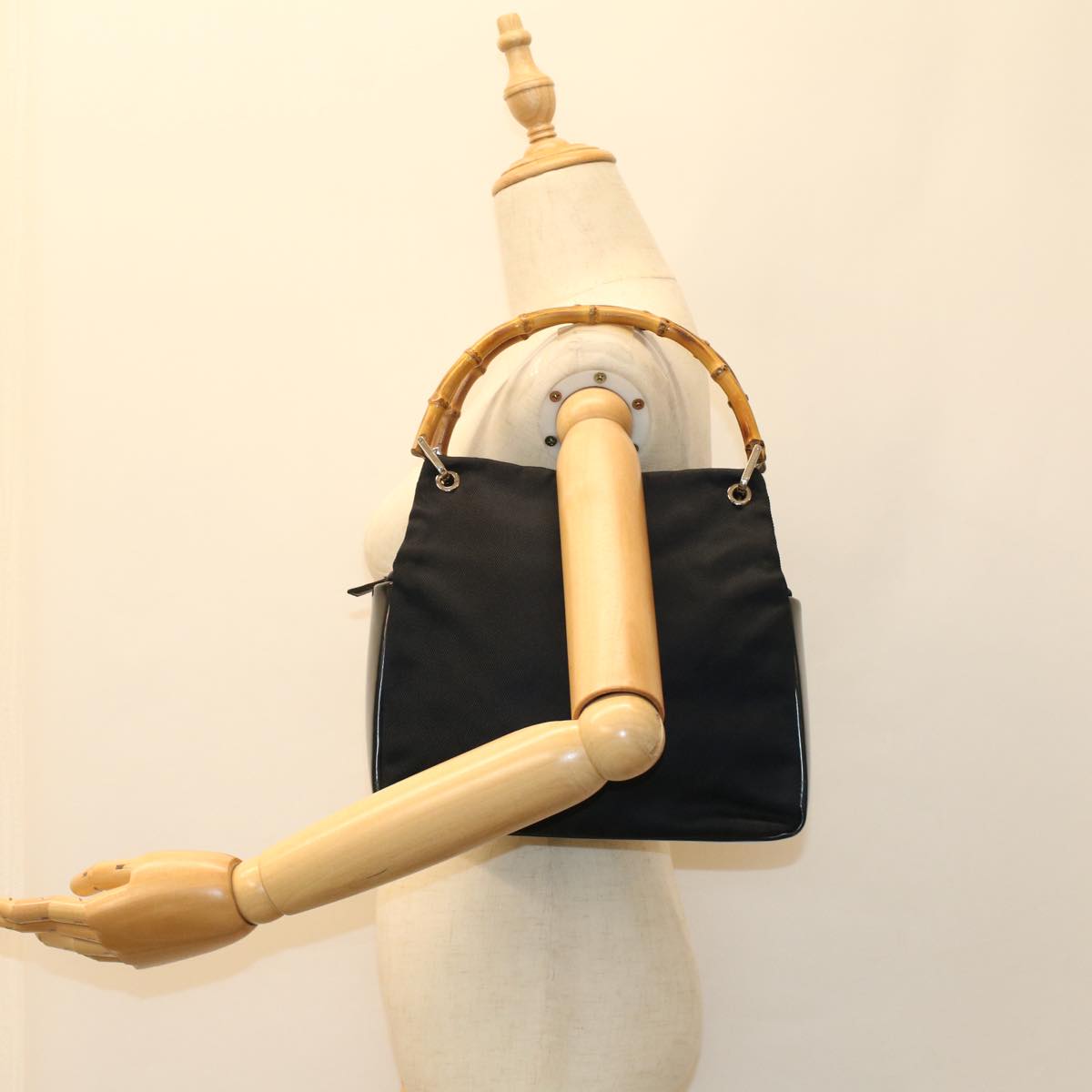 GUCCI Bamboo Hand Bag Nylon Black 000 3444 0580 ep1560