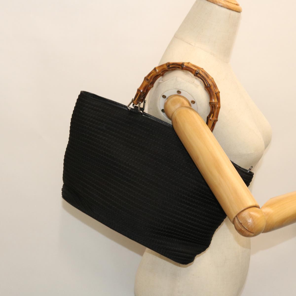 GUCCI Bamboo Hand Bag Canvas Black ep1561