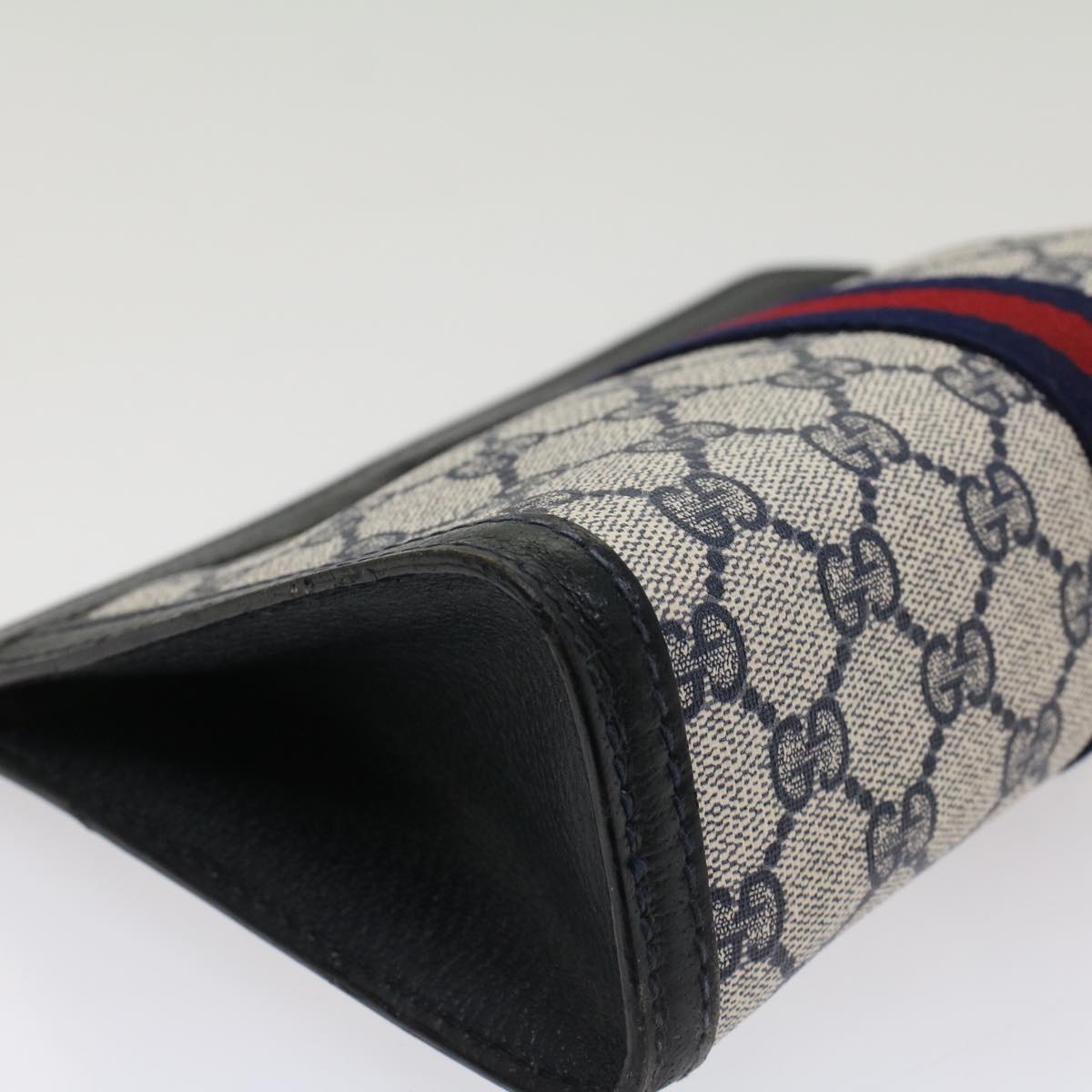 GUCCI GG Canvas Sherry Line Clutch Bag Gray Red Navy 04 014 2125 23 ep1574