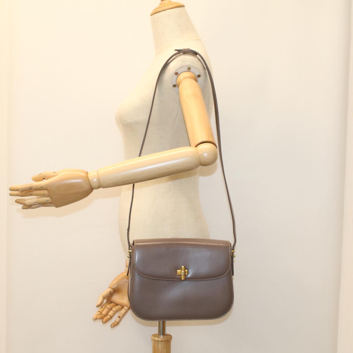 GUCCI Shoulder Bag Leather Gray ep1666