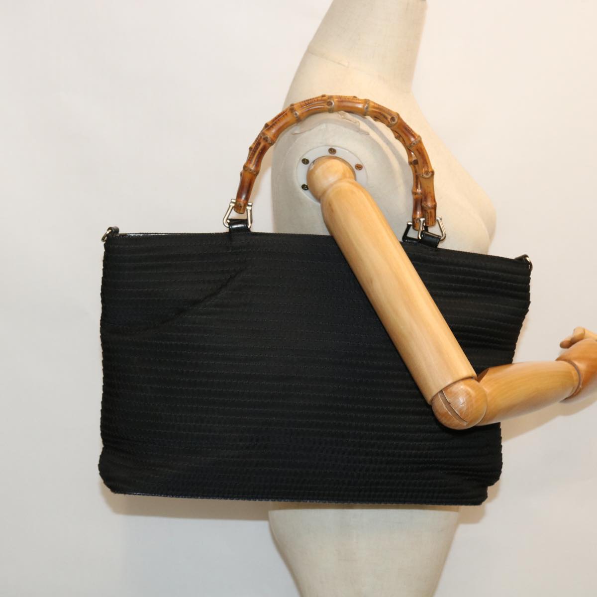 GUCCI Bamboo Hand Bag Canvas Black 002 2058 0439 5 ep1794