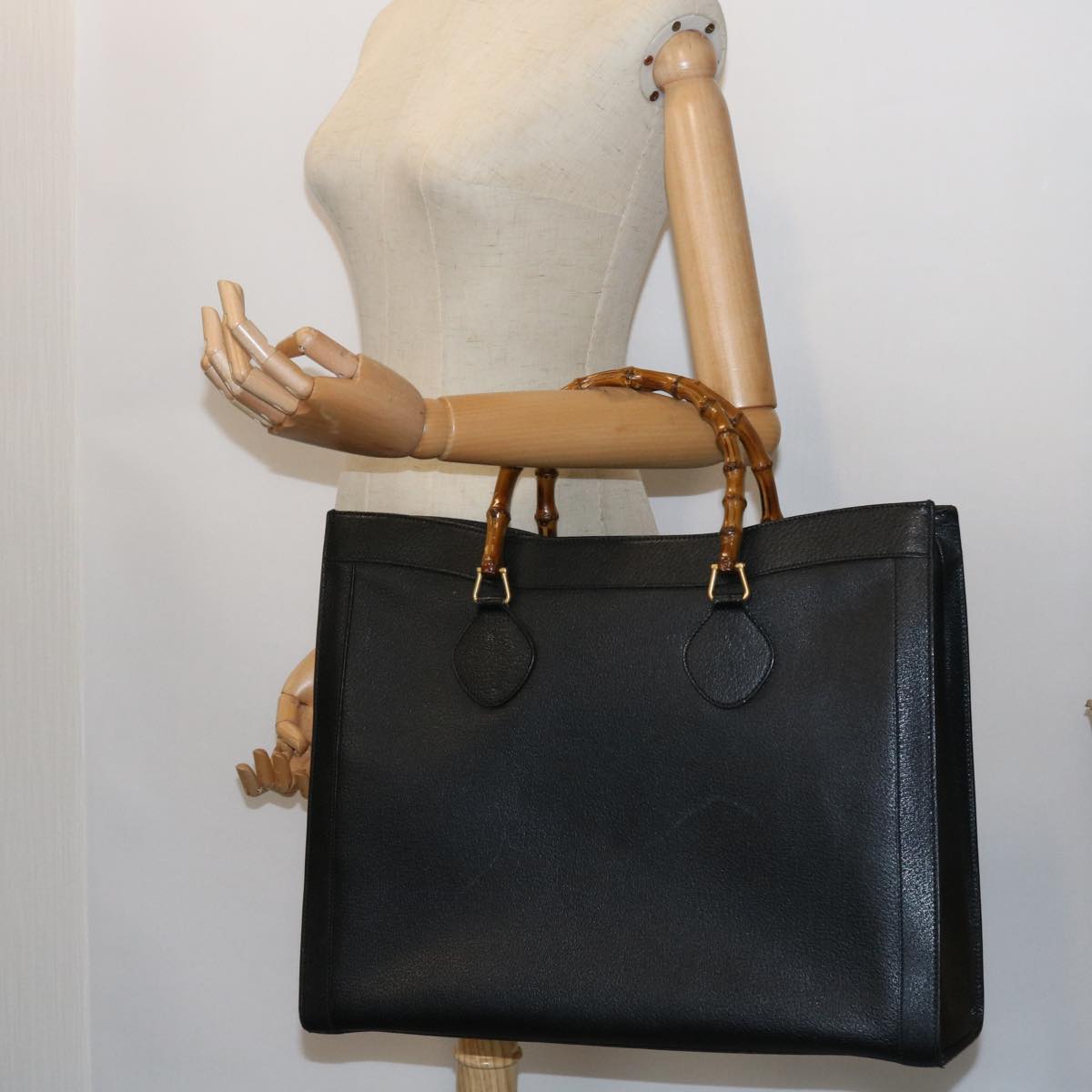 GUCCI Bamboo Hand Bag Leather Black 002 1186 0259 ep1809