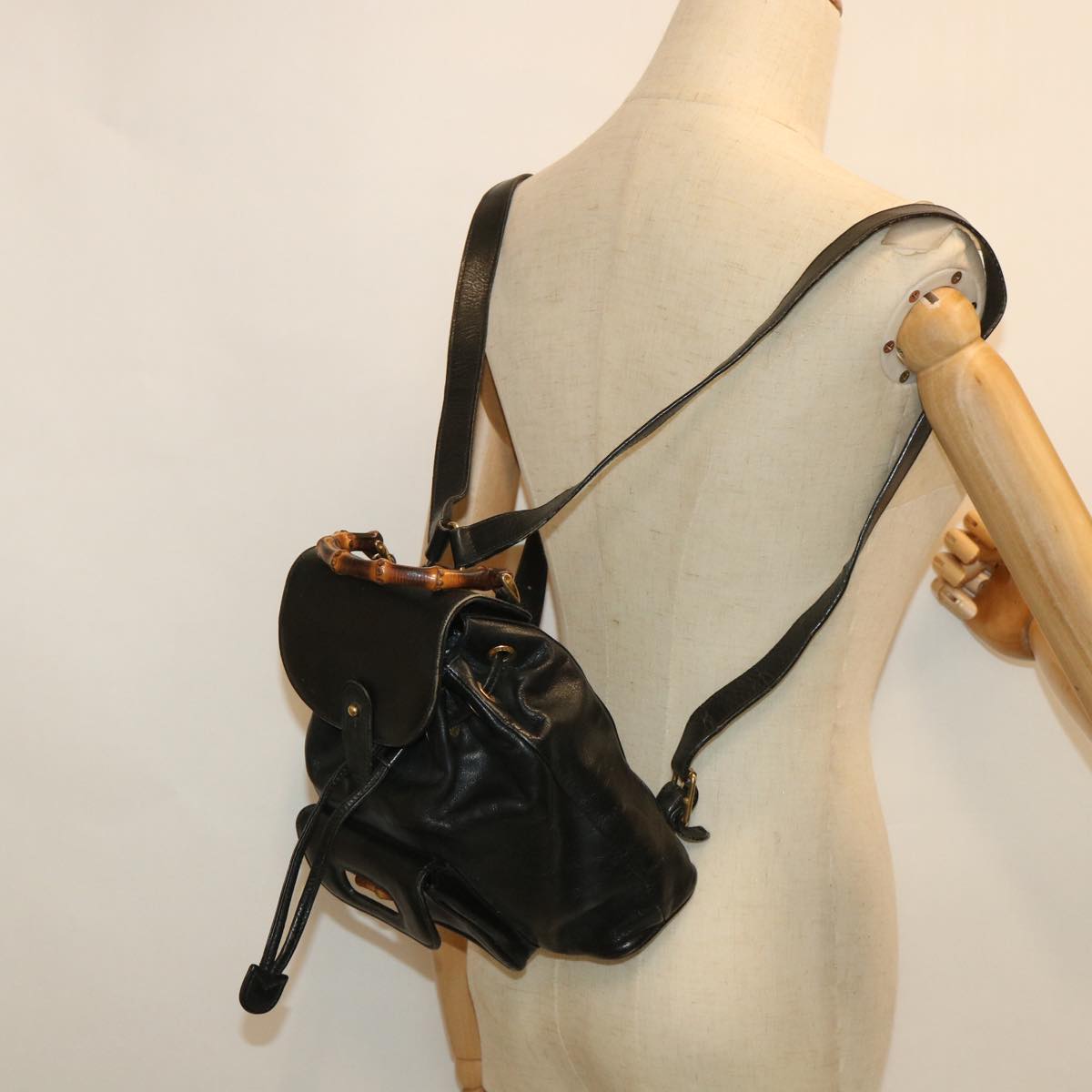 GUCCI Bamboo Backpack Leather Black 003 2058 0030 ep1813