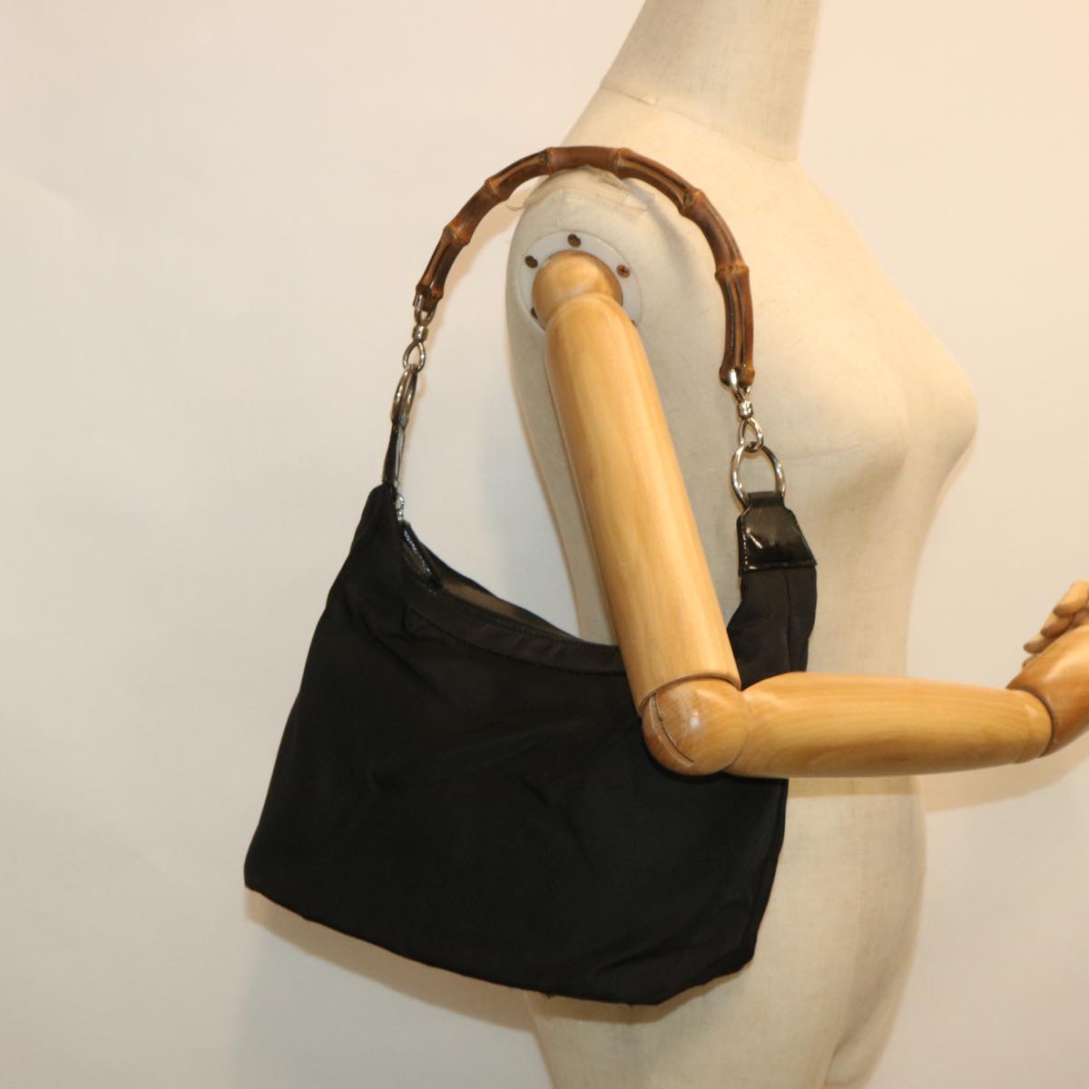 GUCCI Bamboo Shoulder Bag Nylon Black 000 1956 0531 ep1818