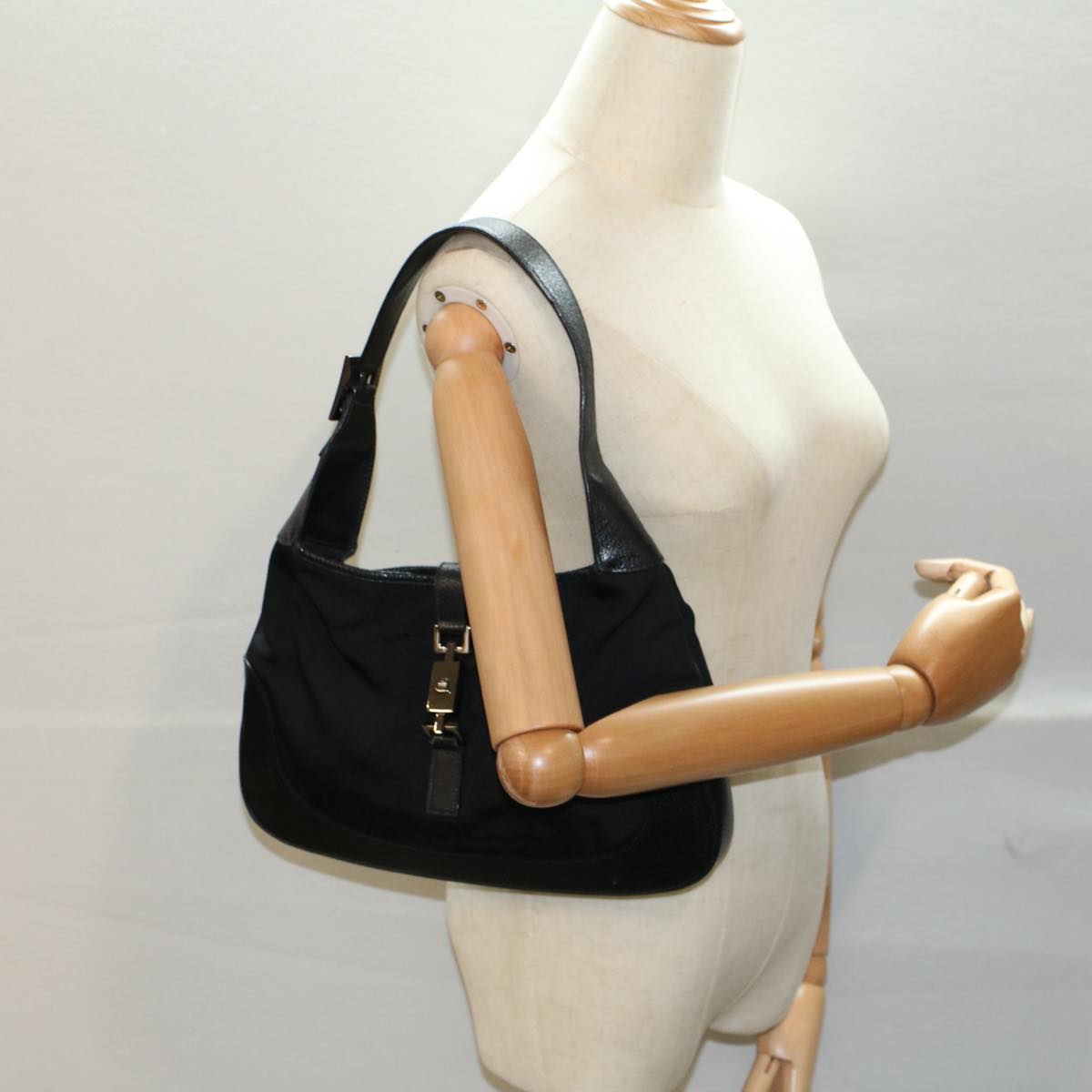 GUCCI Jackie Shoulder Bag Nylon Leather Black 001 3306 3444 ep1862