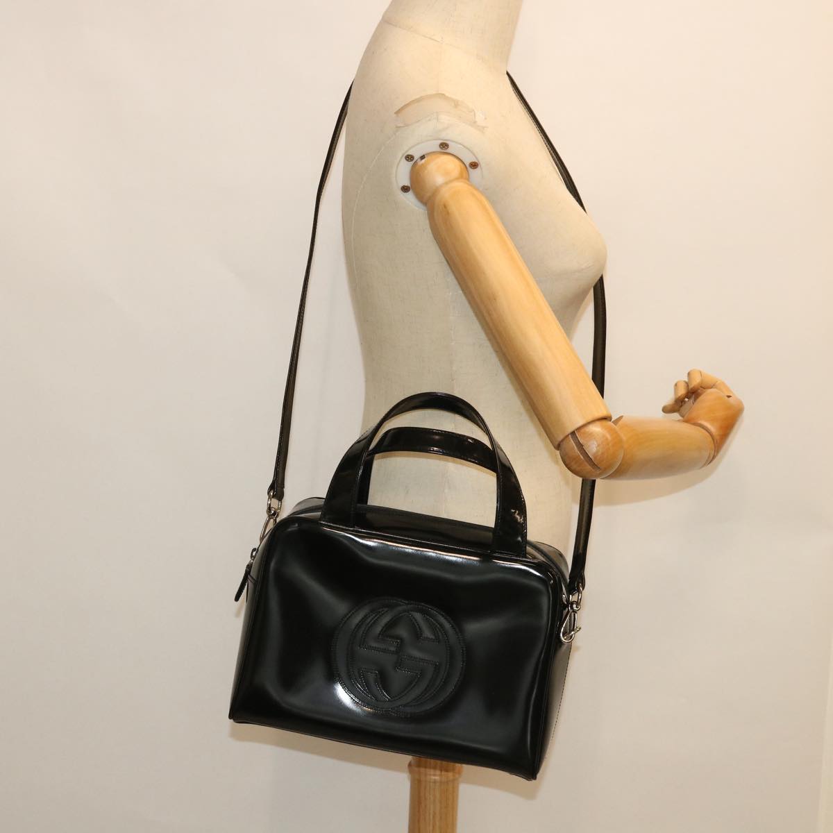 GUCCI Hand Bag Leather 2way Black 000 1274 0505 ep1869