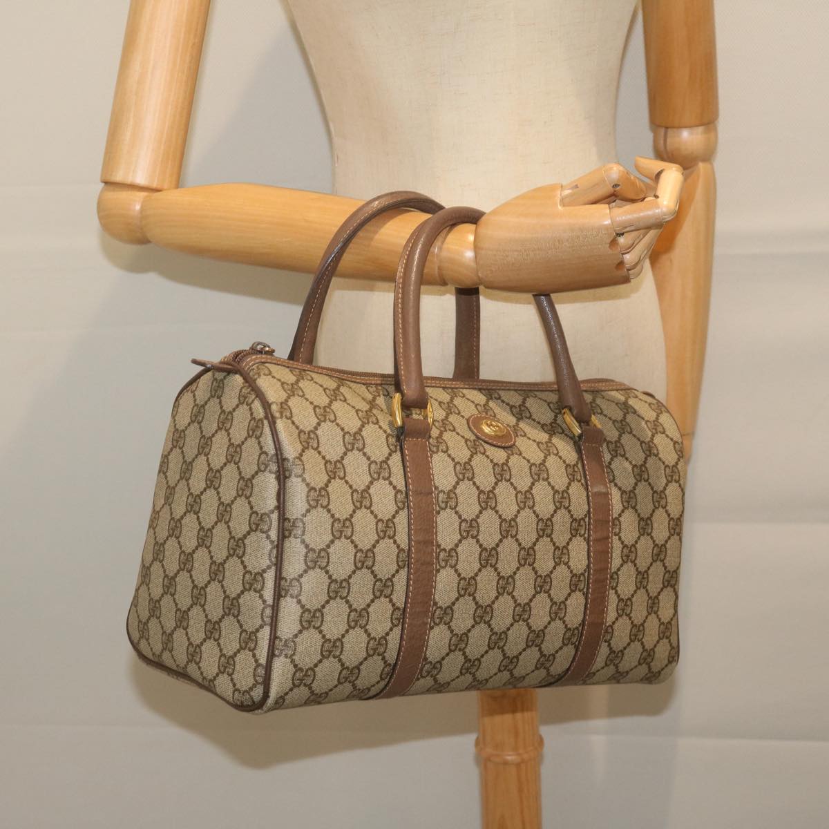 GUCCI GG Supreme Boston Bag PVC Leather Beige 002 123 6842 ep2577