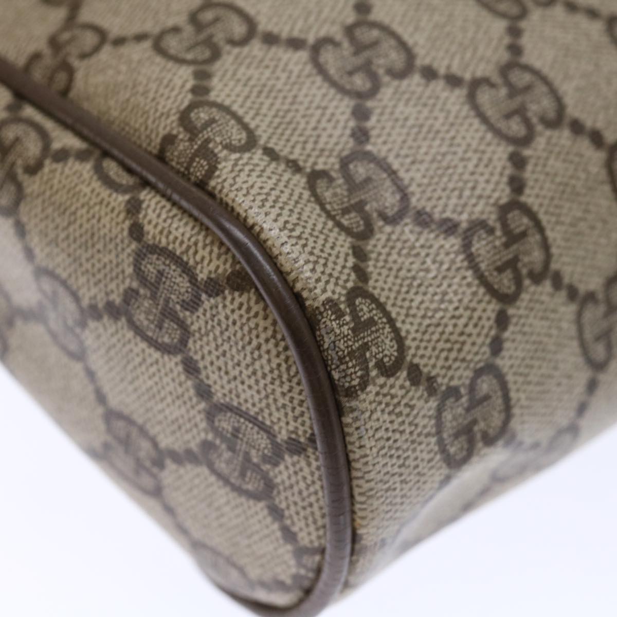 GUCCI GG Supreme Web Sherry Line Clutch Bag PVC Beige Red Green ep4046