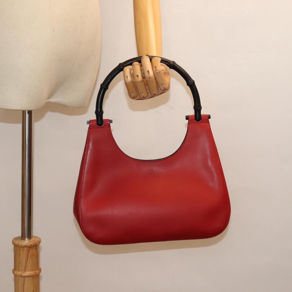 GUCCI Bamboo Hand Bag Leather Red 001 3761 ep4324