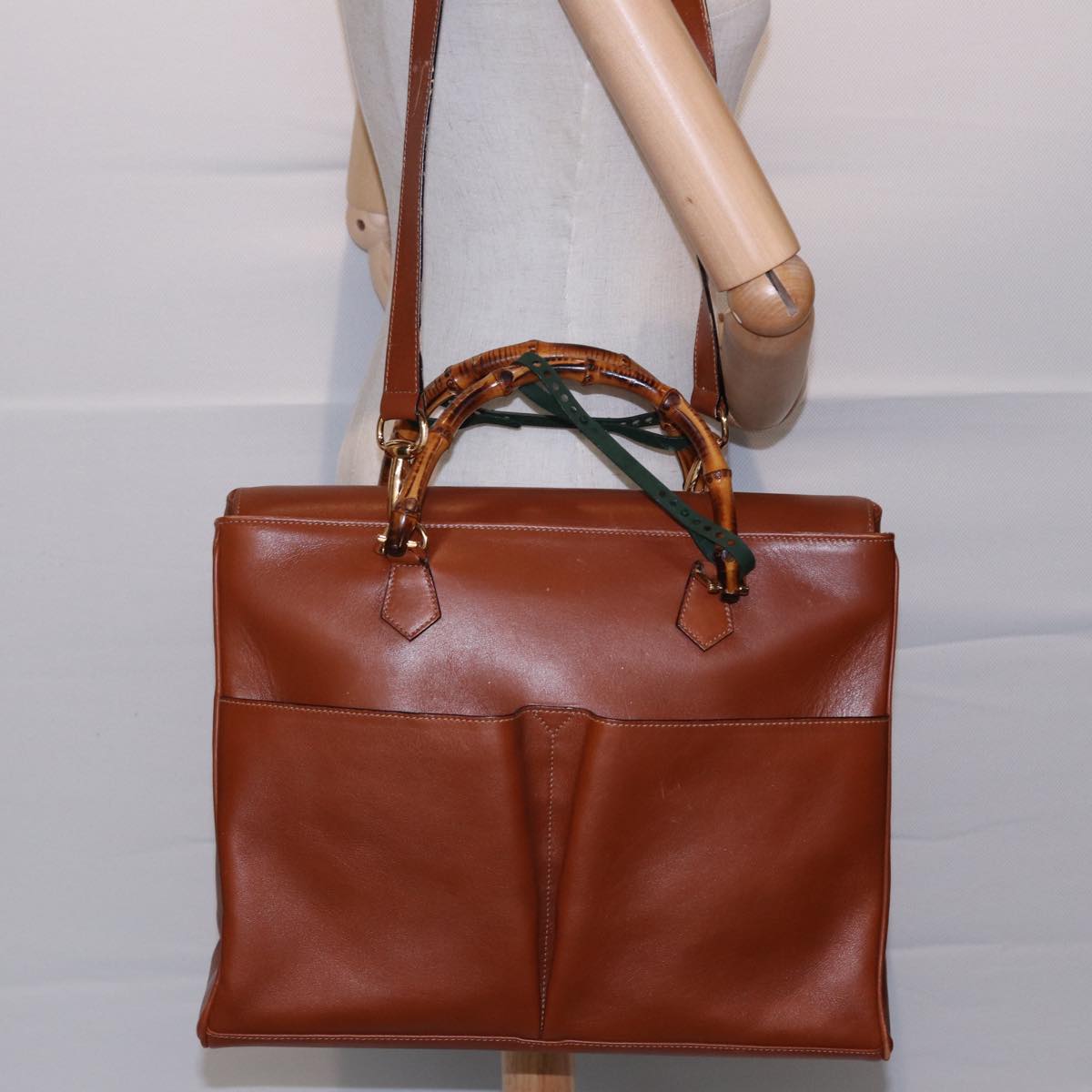 GUCCI Bamboo Tote Bag Leather 2way Brown 002 2855 0322 0 ep4414