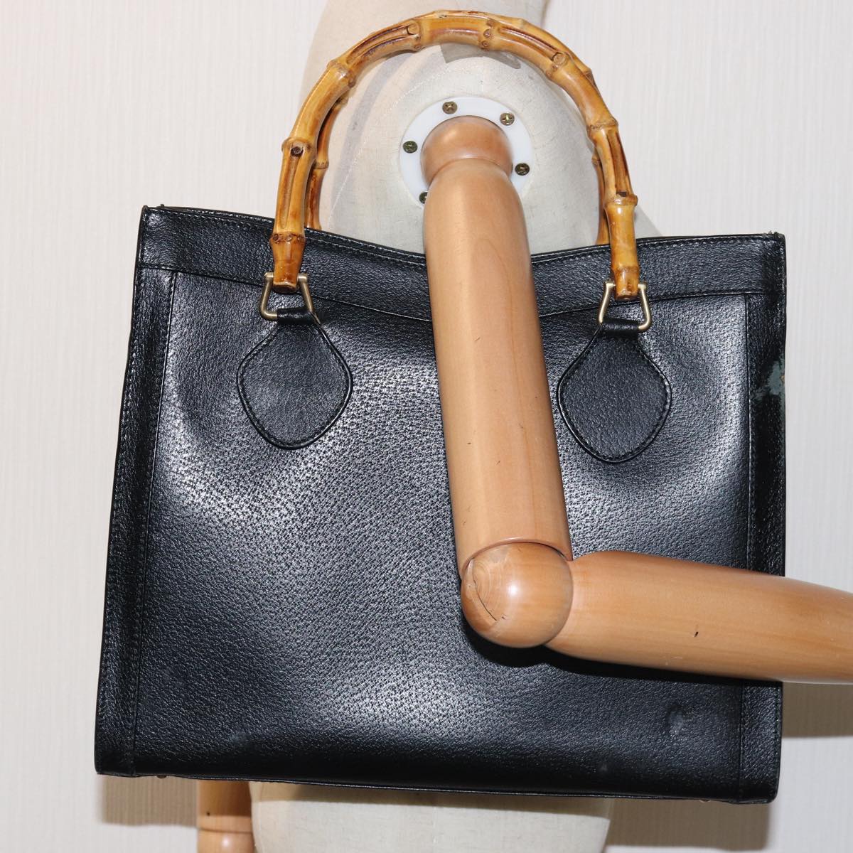 GUCCI Bamboo Tote Bag Leather Black 002 2123 0260 ep4496