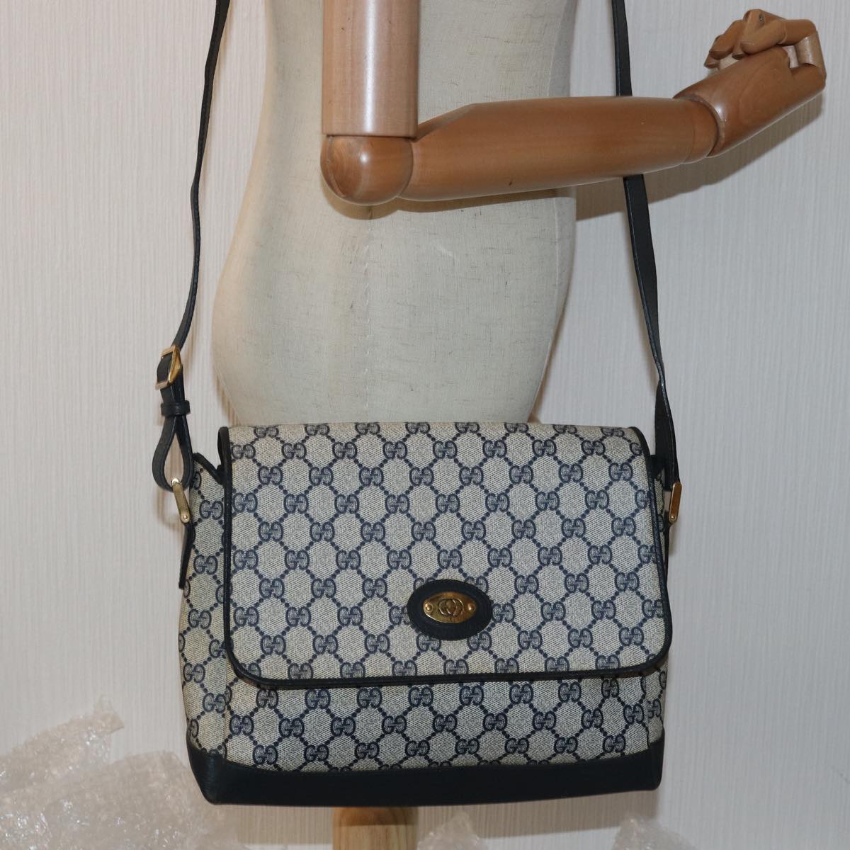 GUCCI GG Supreme Shoulder Bag PVC Navy 001 406 0141 ep4514