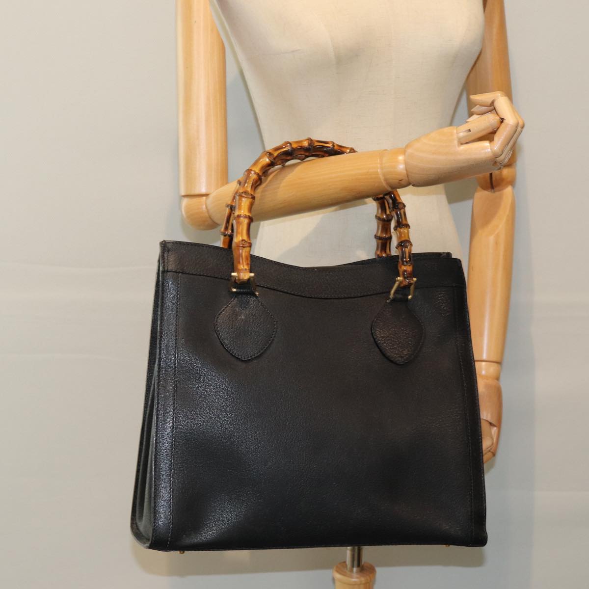 GUCCI Bamboo Hand Bag Leather Black 002 1186 0260 ep4643