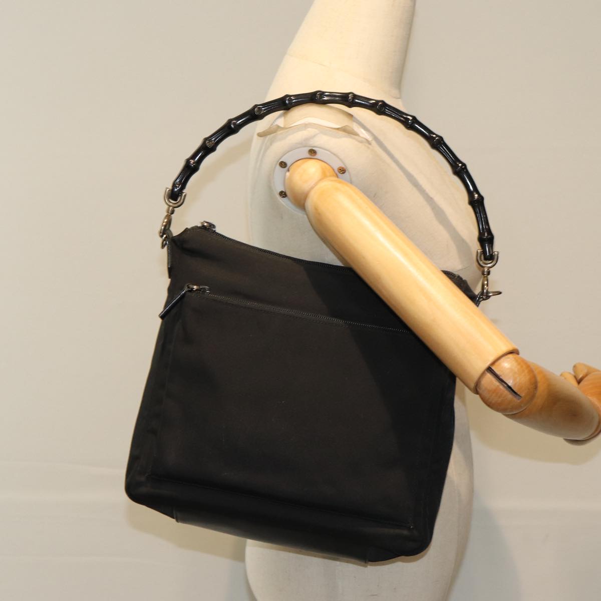 GUCCI Bamboo Hand Bag Nylon Black 000 0509 ep4666