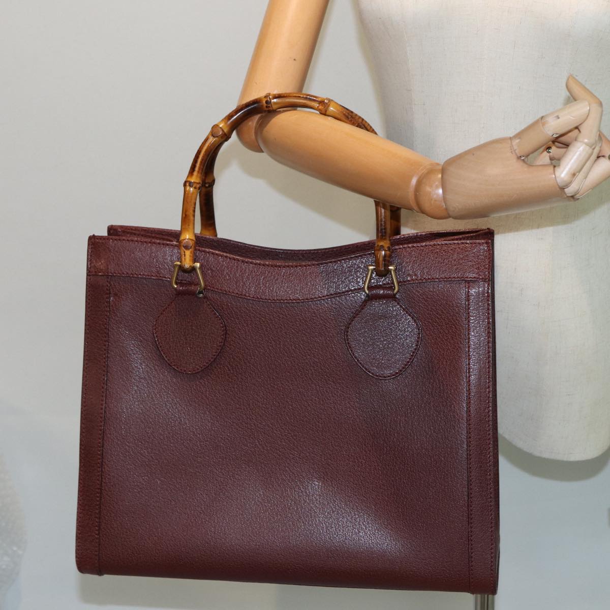 GUCCI Bamboo Hand Bag Leather Red 002 1186 0260 ep4674