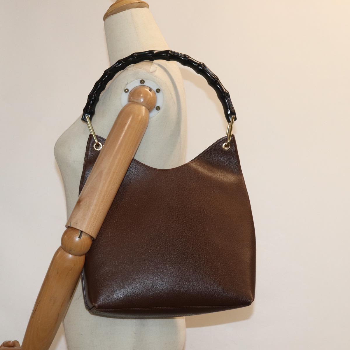 GUCCI Bamboo Shoulder Bag Leather Brown 001 1880 2123 ep4810