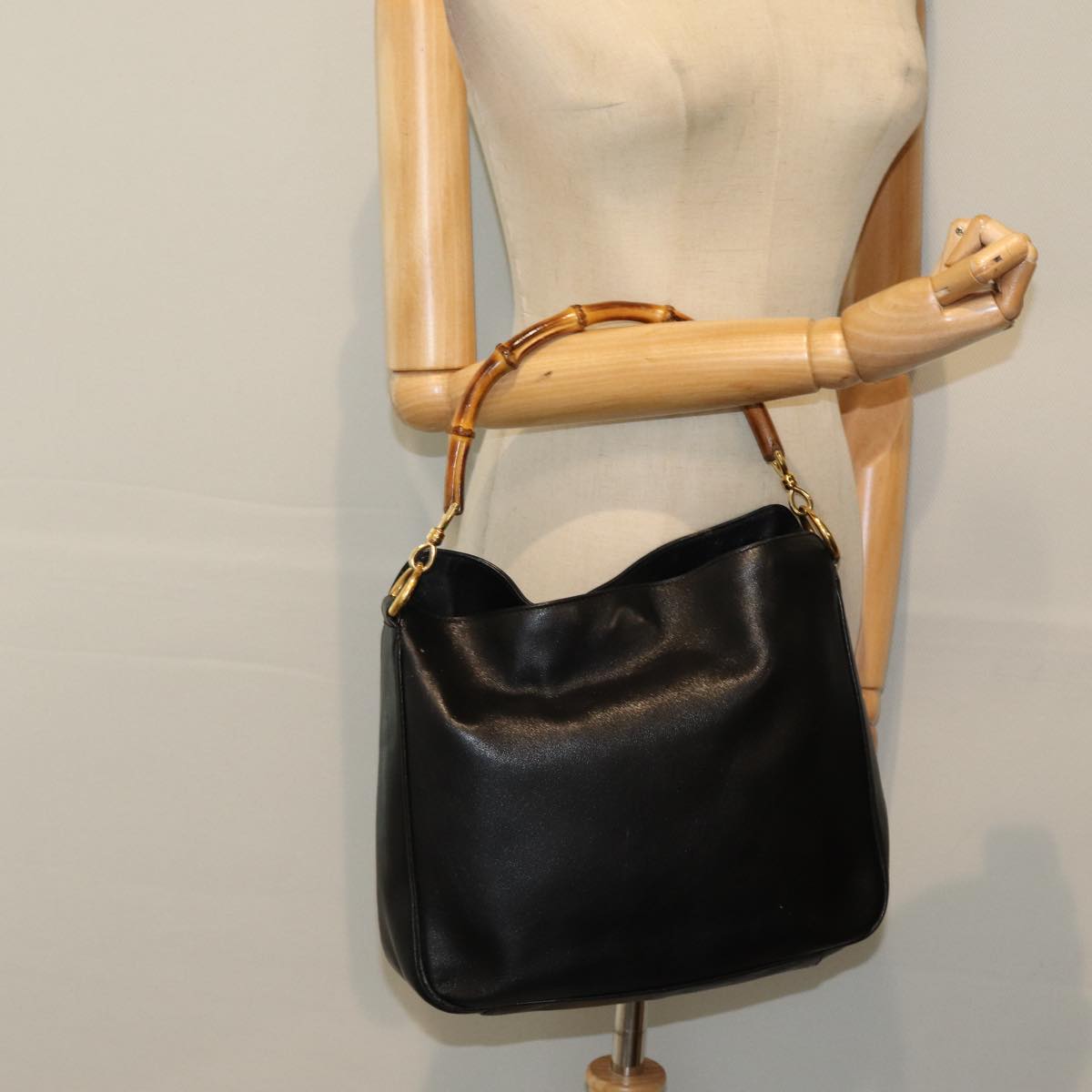 GUCCI Bamboo Hand Bag Nylon Black 001 0166 1638 ep4993