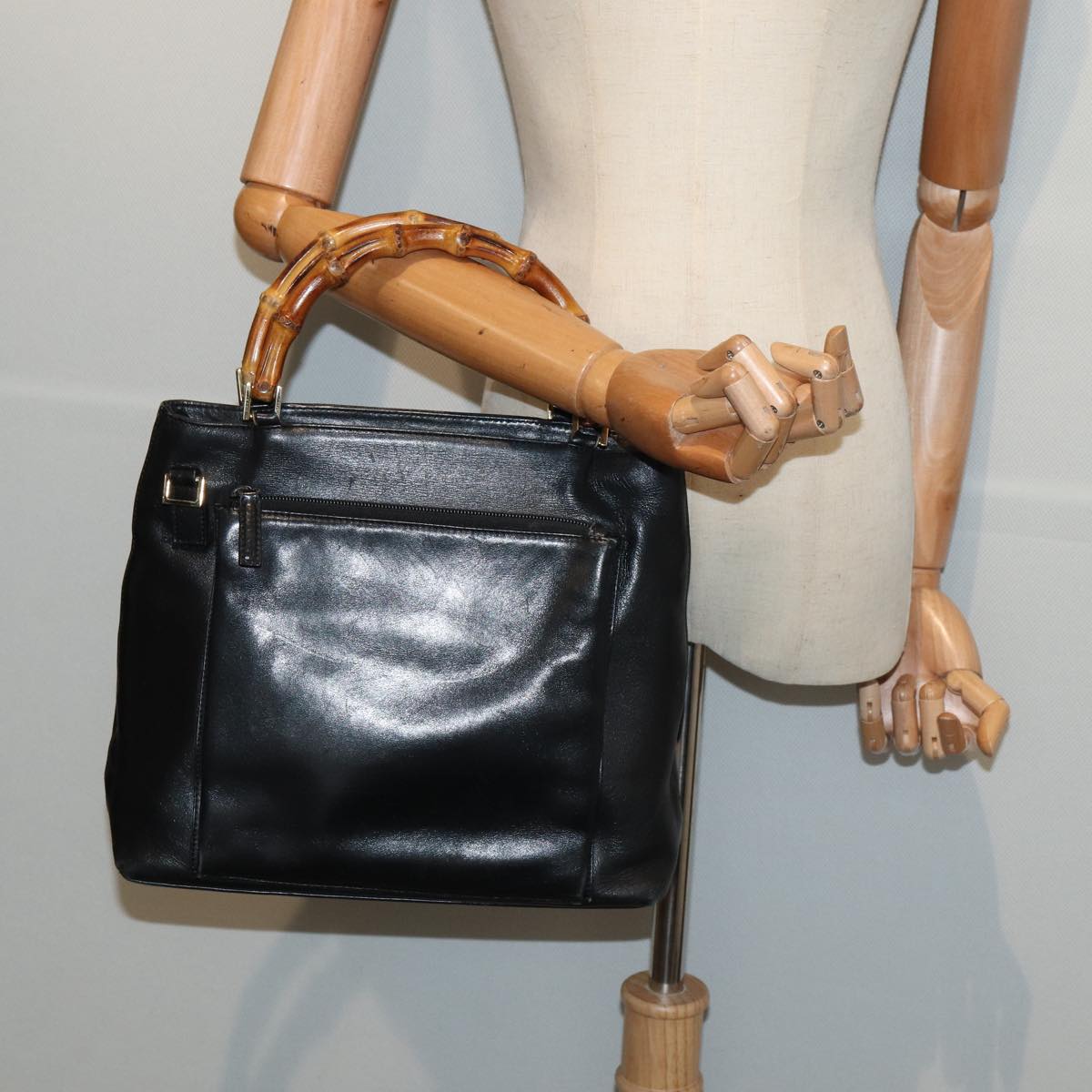 GUCCI Bamboo Hand Bag Leather Black 002 2058 0508 0 ep5055