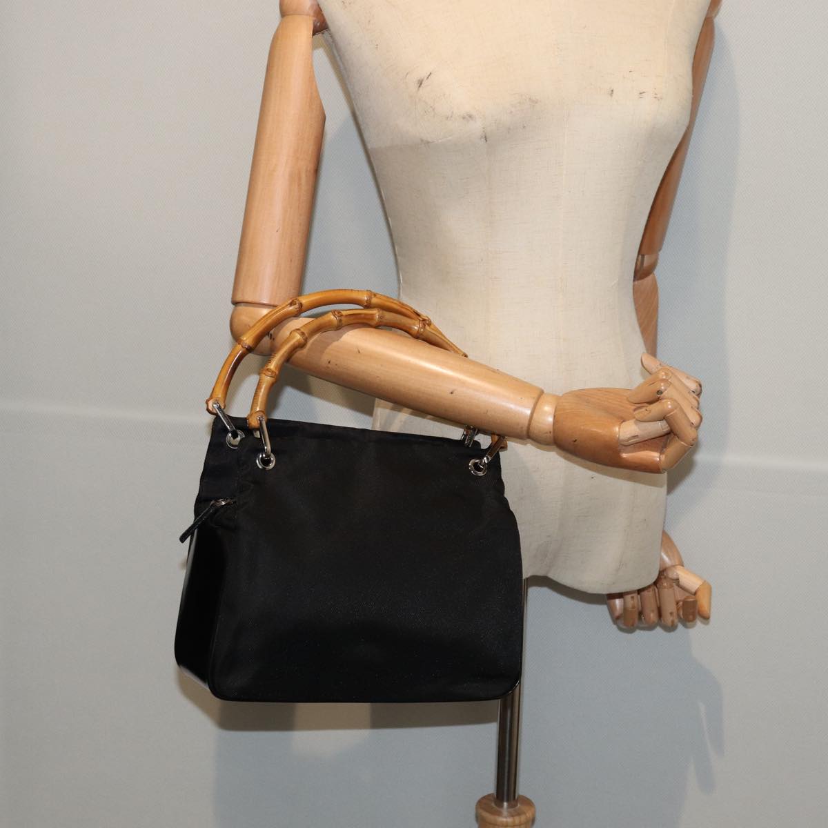 GUCCI Bamboo Hand Bag Nylon Black 000 1014 0575 5 ep5063