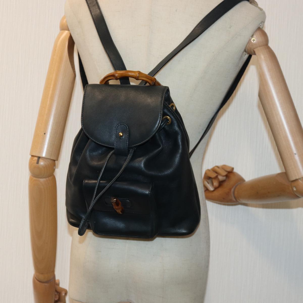 GUCCI Bamboo Backpack Leather Black ep5142