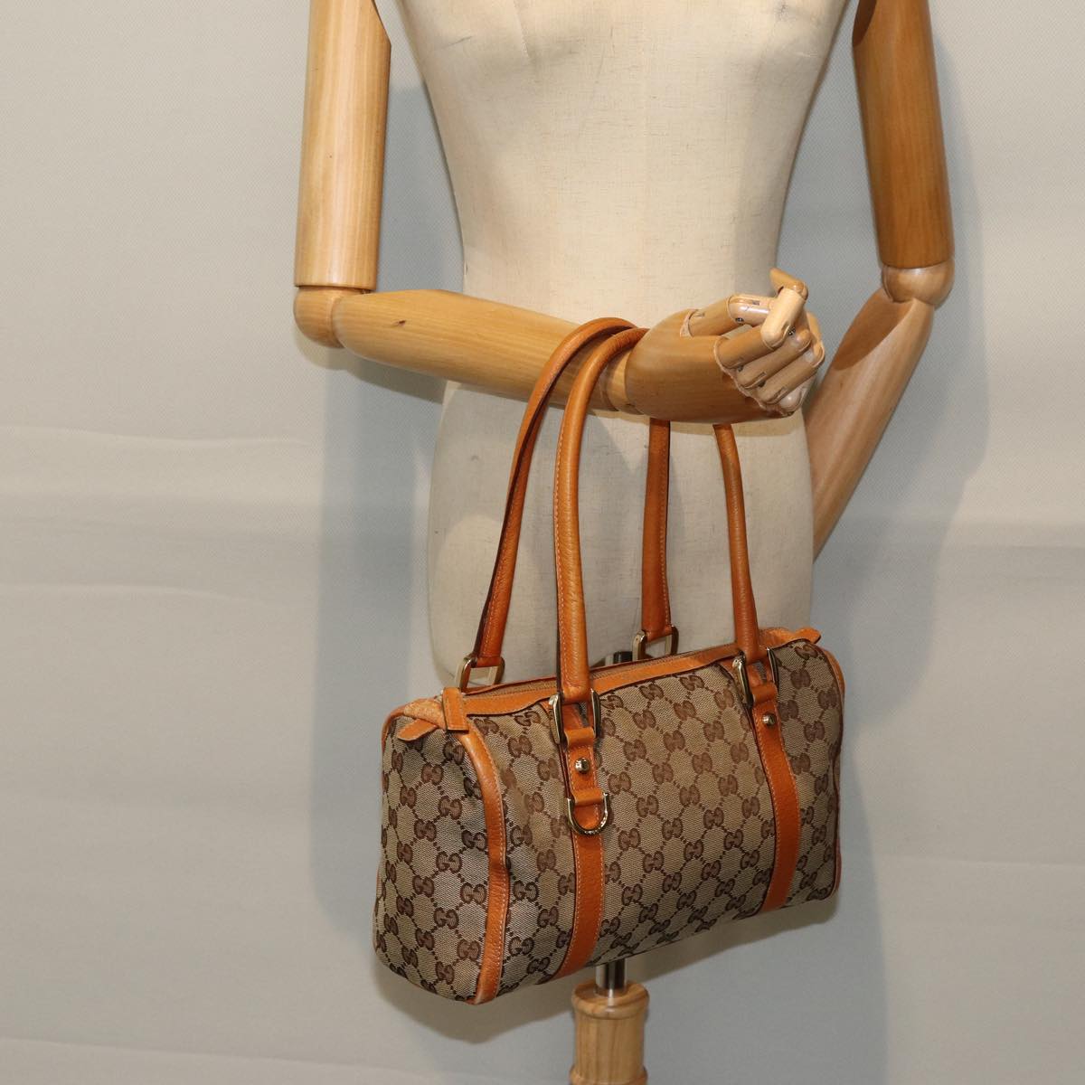 GUCCI GG Canvas Hand Bag Beige Orange ep5192