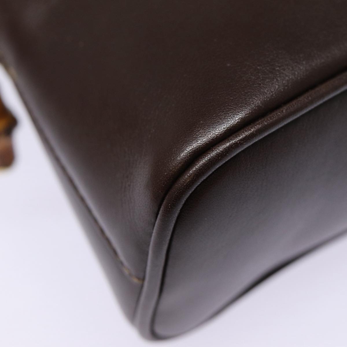 GUCCI Bamboo Hand Bag Leather 2way Brown Gold 007 2032 0231 ep5364