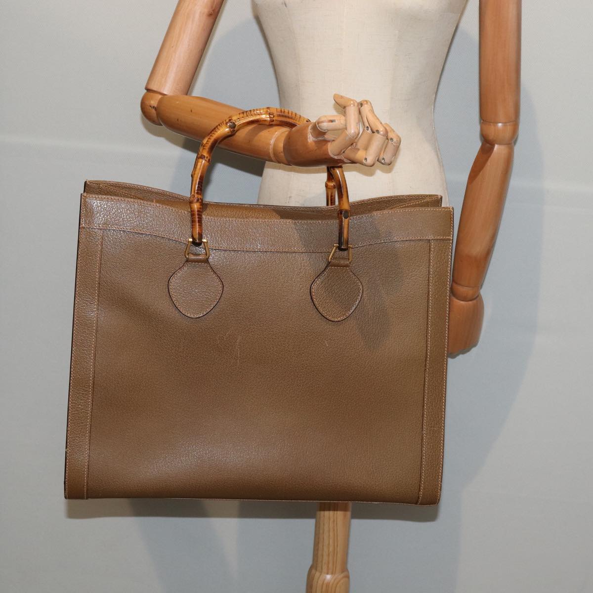 GUCCI Bamboo Hand Bag Leather Brown Gold 002 1186 0259 ep5393