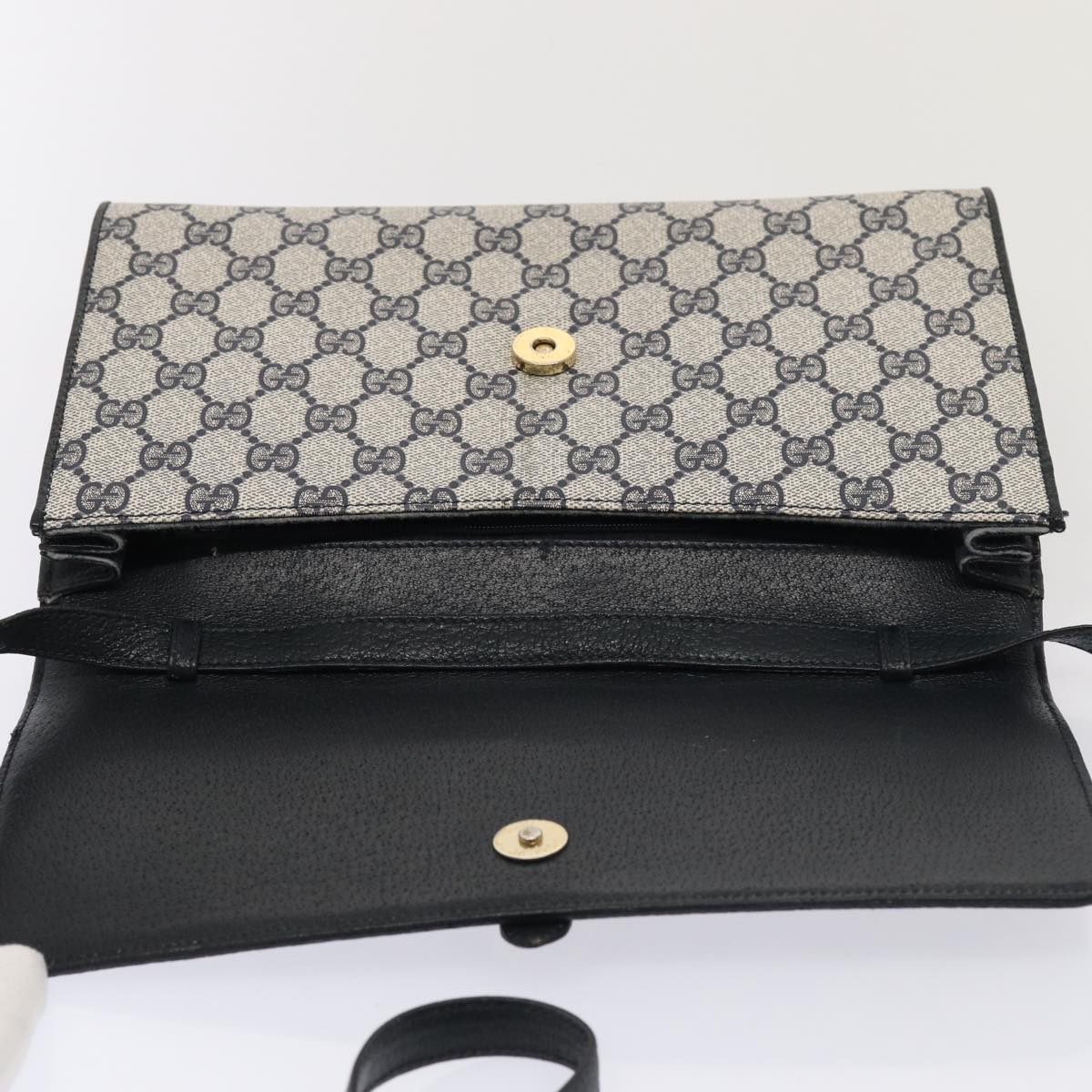 GUCCI GG Supreme Shoulder Bag PVC Leather Navy Gold 94 02 050 ep5428