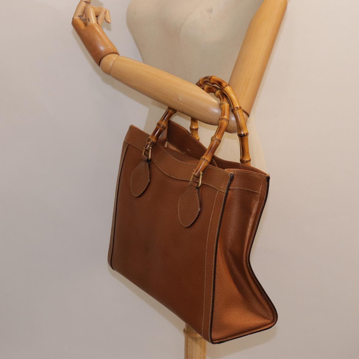 GUCCI Bamboo Hand Bag Leather Brown Gold 002 1186 0260 ep5623
