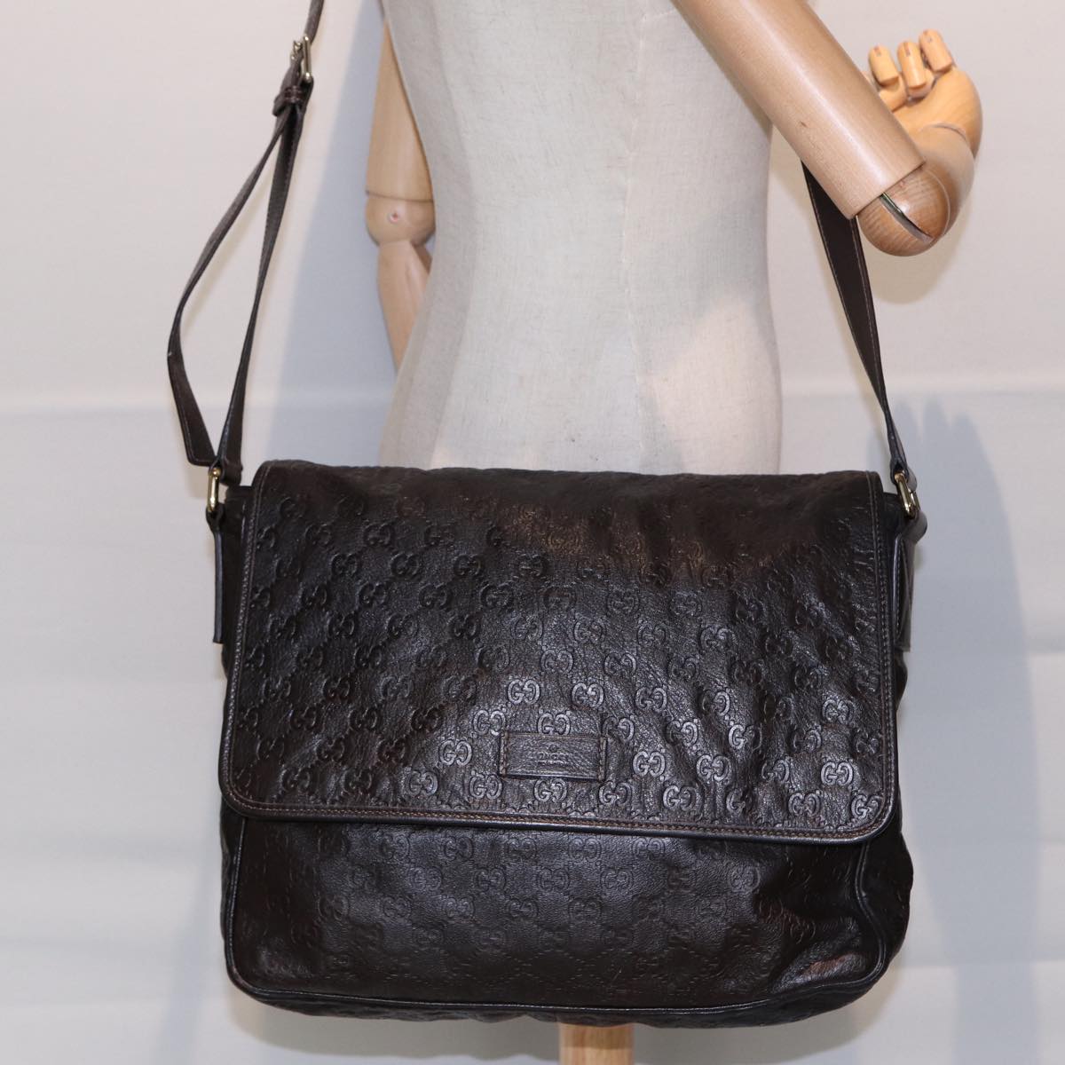 GUCCI GG Canvas Guccissima Shoulder Bag Gold Brown 223665 ep5697