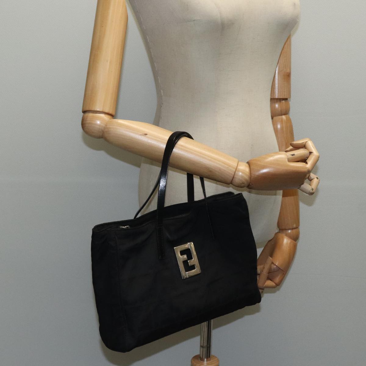 FENDI Zucca Canvas Hand Bag Black Silver ep5941