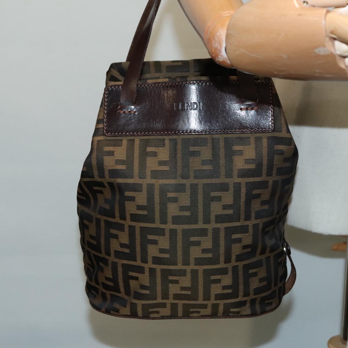 FENDI Zucca Canvas Hand Bag Brown Black ep6007