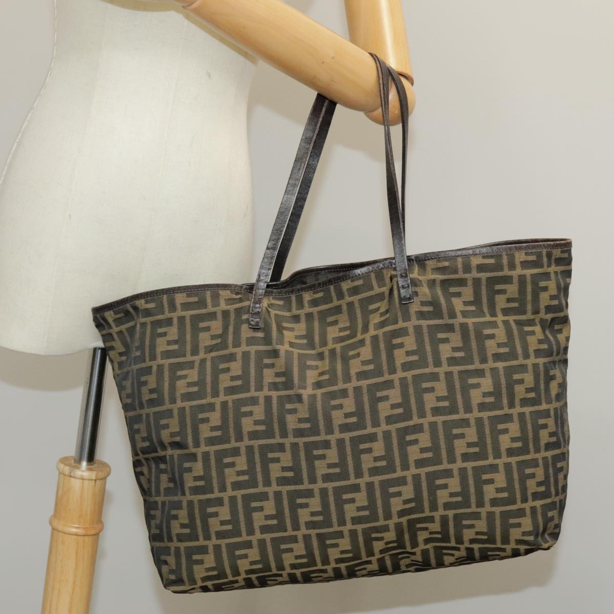 FENDI Zucca Canvas Tote Bag Brown Black ep6212