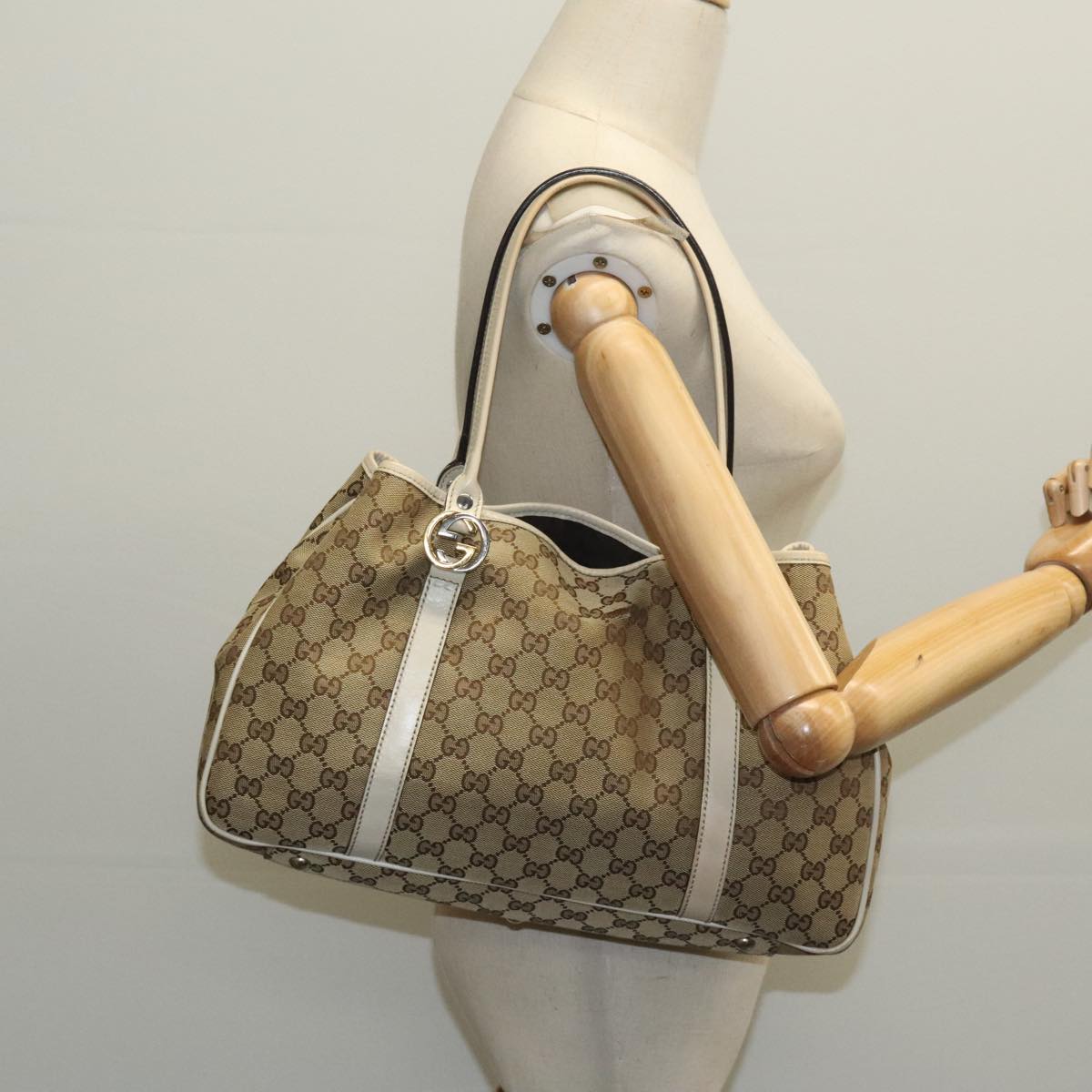GUCCI GG Canvas GG Twins Tote Bag Beige Gold 232957 ep6314