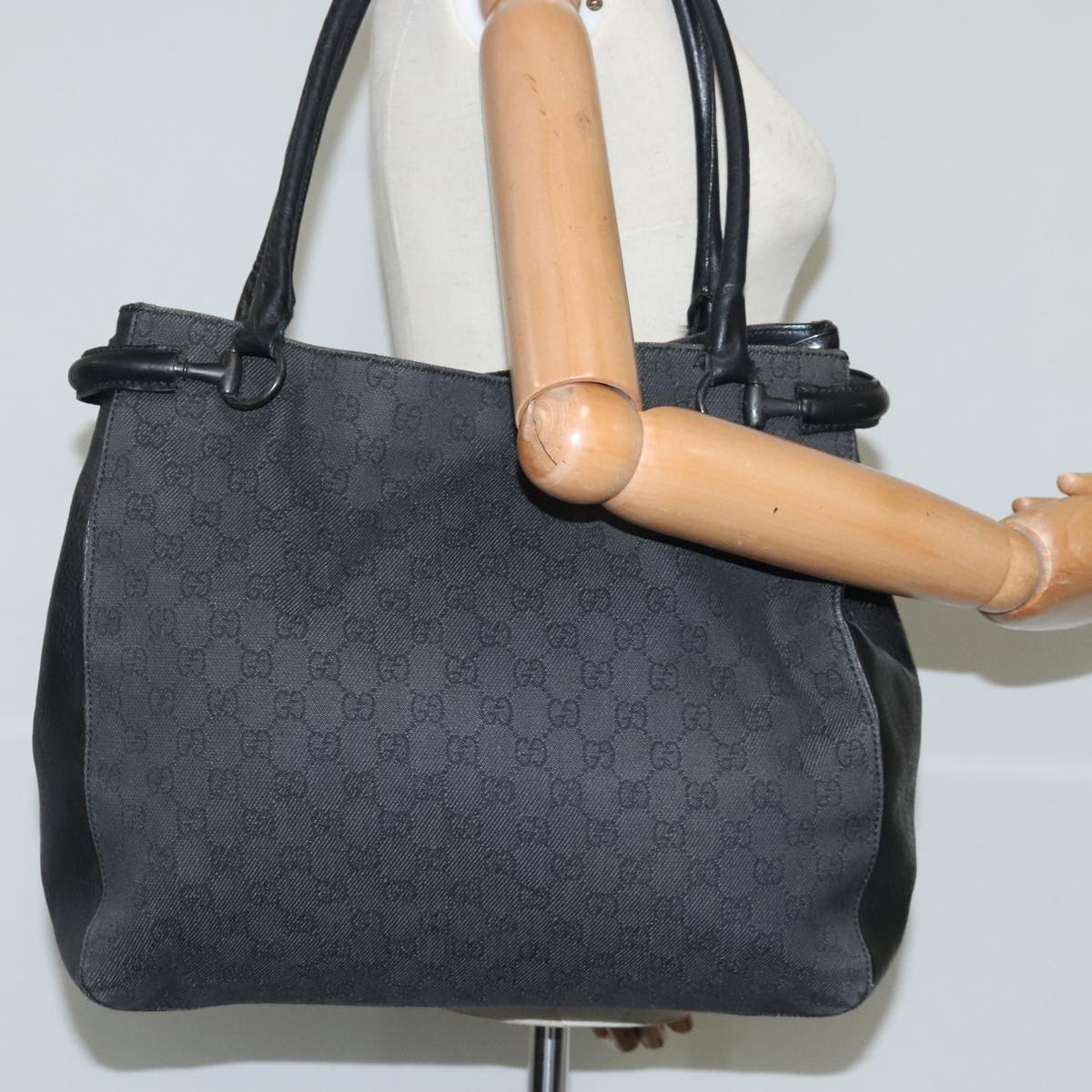 GUCCI GG Canvas Tote Bag Black 101346 ep6586