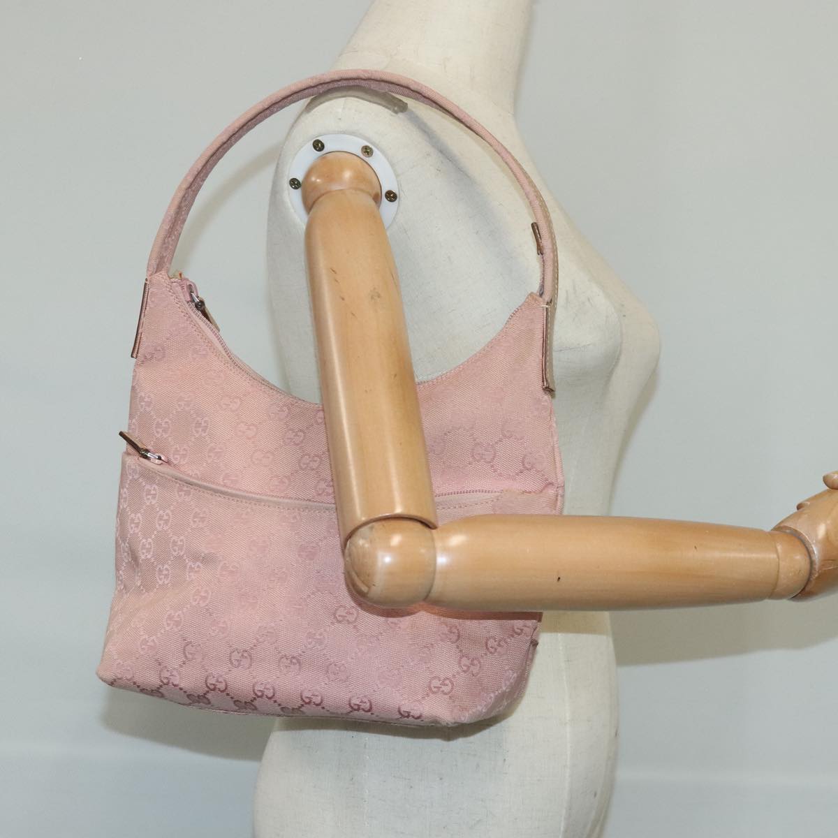 GUCCI GG Canvas Shoulder Bag Pink 001 3386 ep6633